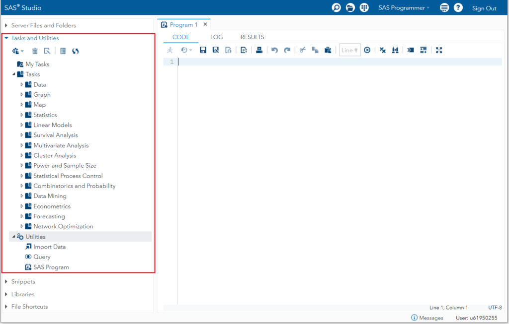 SAS Studio Overview - Tasks and Utilities