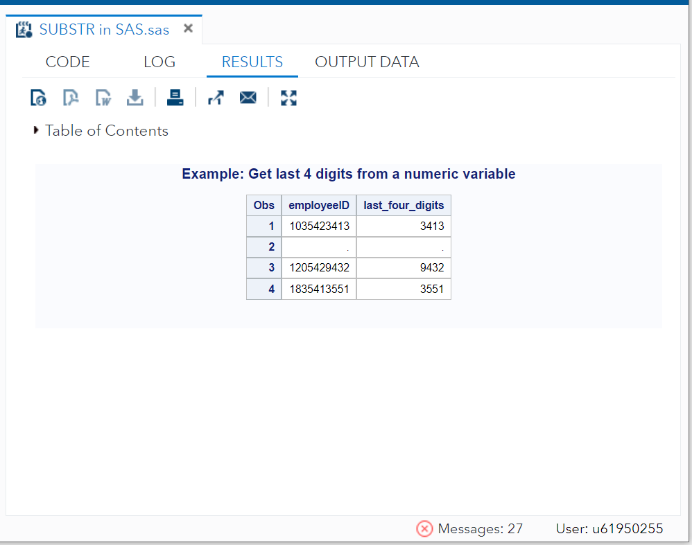 Extract last four digits from string in SAS using SUBSTR function.