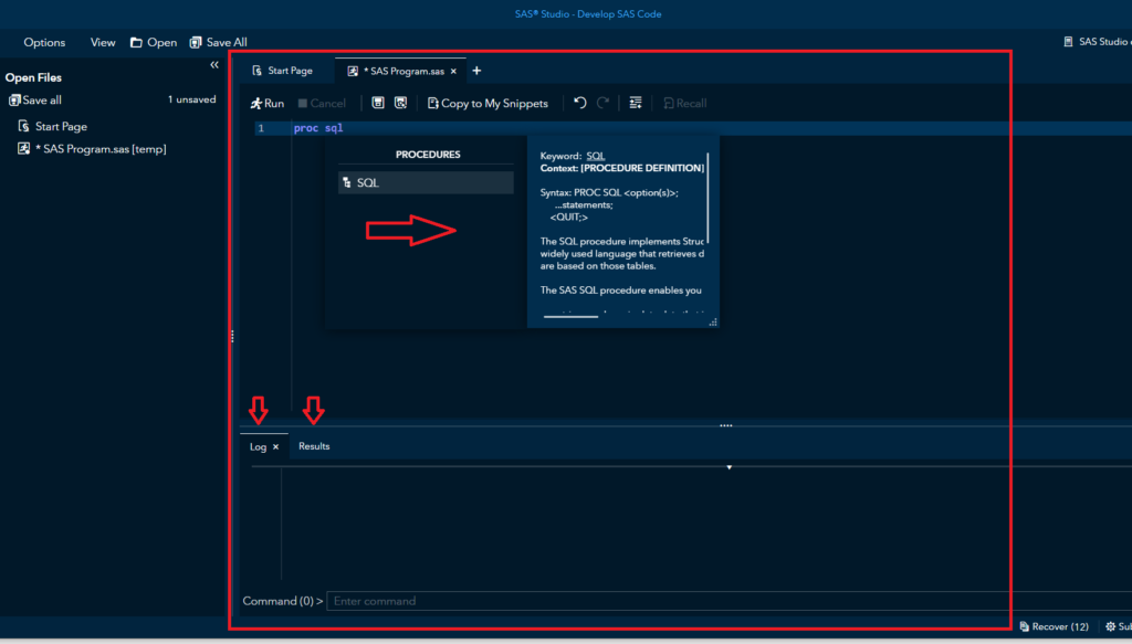 SAS Studio tricks - Interactive Interface