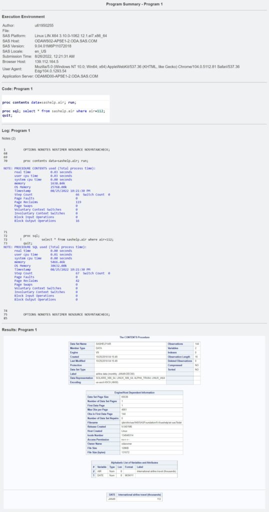 SAS Studio tricks - program summary option