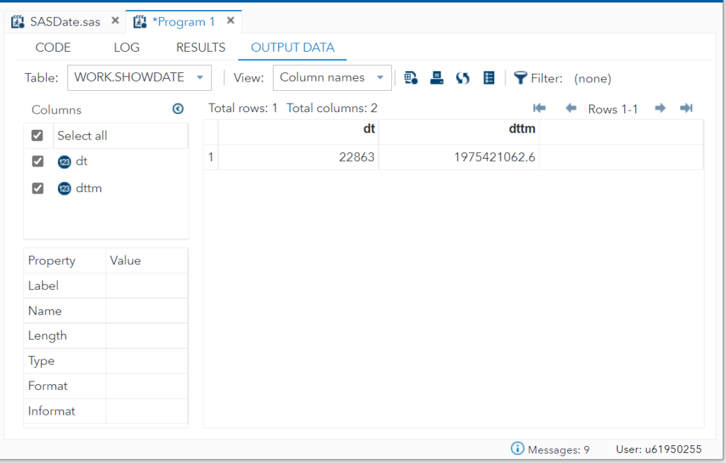 print showdate dataset values in SAS