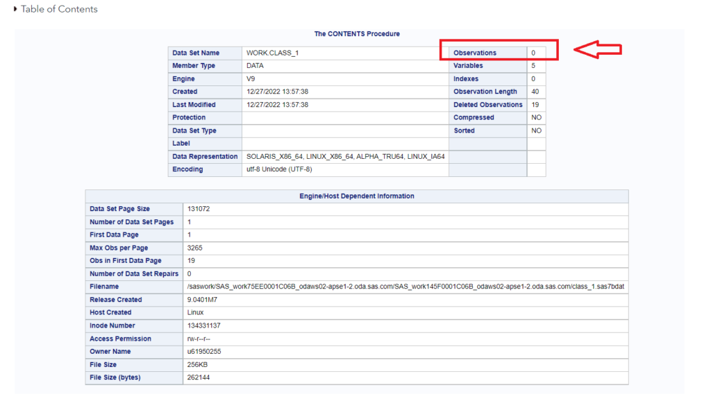 Delete data set check using PROC Contents