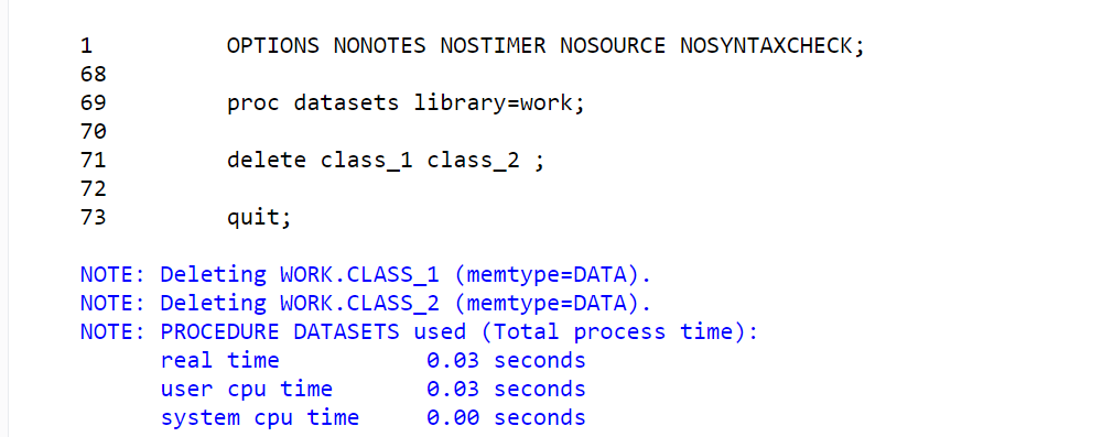 Deleting multiple datasets using proc datasets