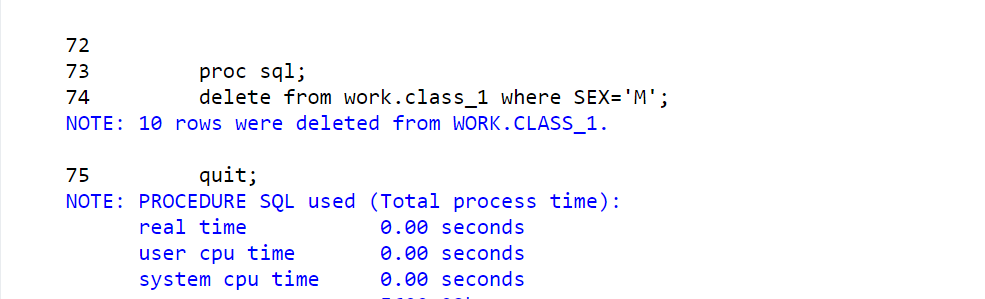 Use case - Delete data set using PROC SQL