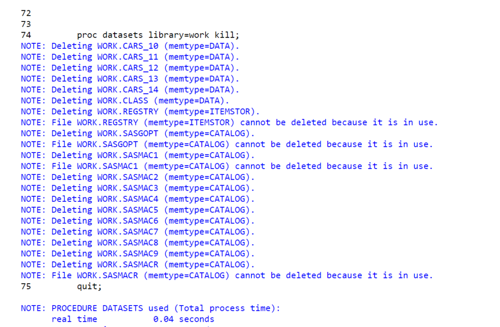 proc datasets kill - delete entire SAS library