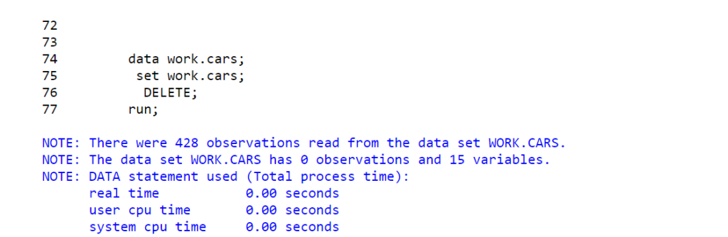 Delete all the rows using DELETE statement