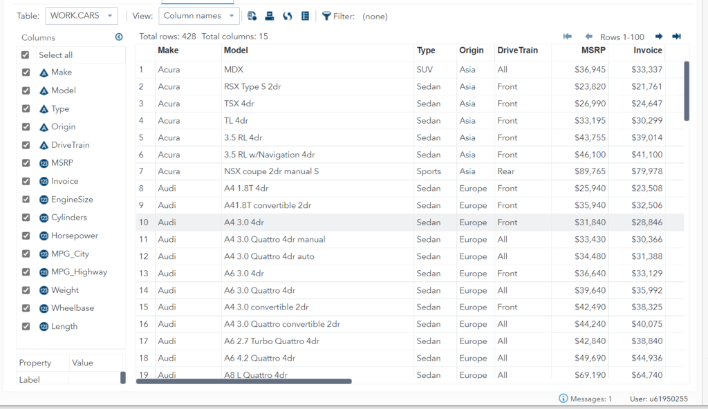 drop variables from SAS data set