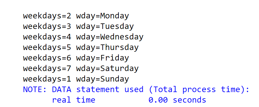 print weekday in SAS