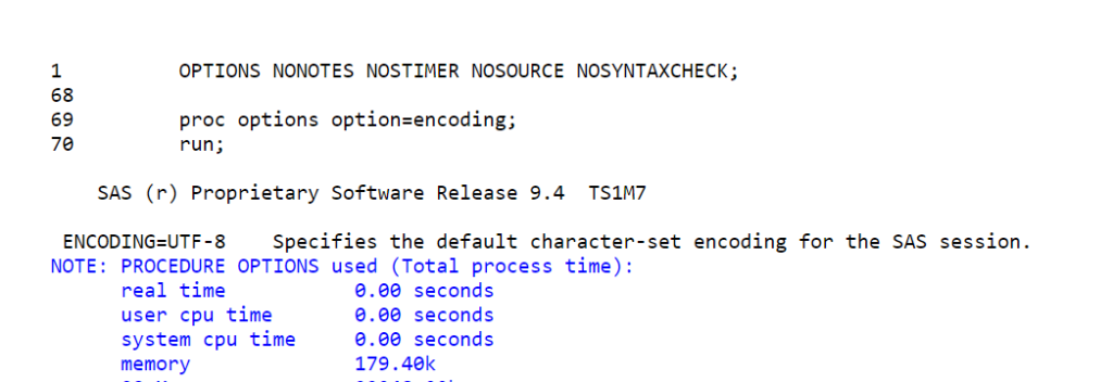 SAS session encoding