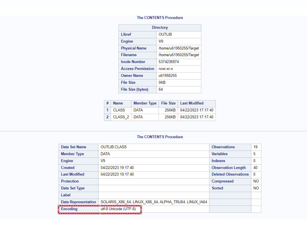 change encoding in SAS dataset library