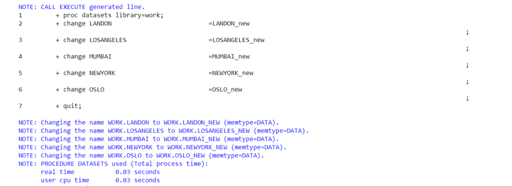 Add Suffix and Rename all the Data sets in SAS