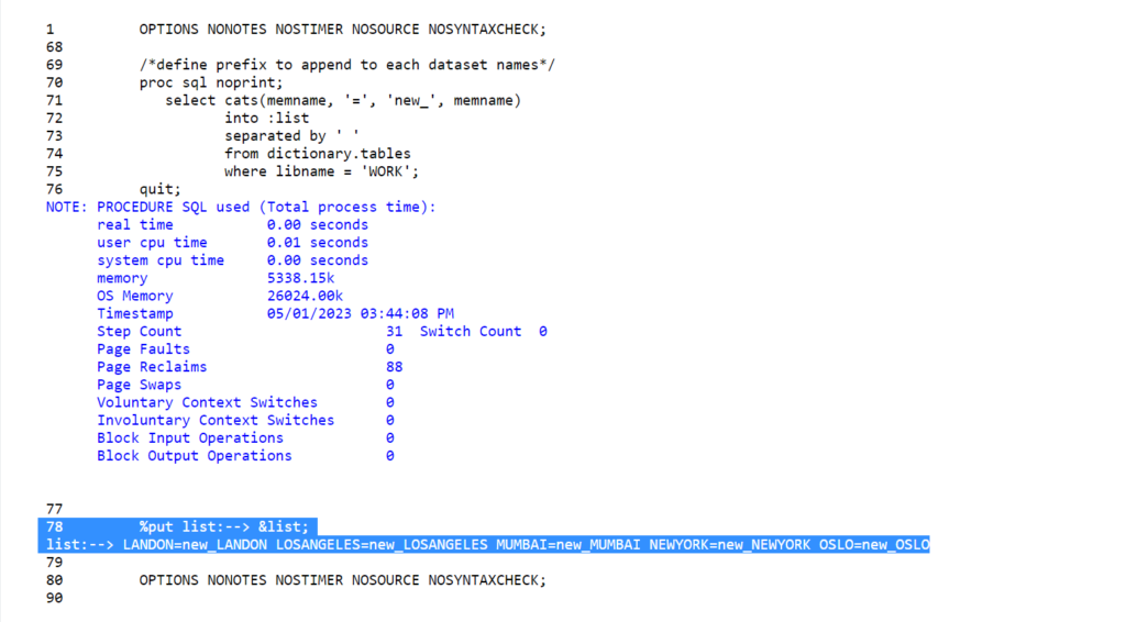 Define prefix to append to each dataset names