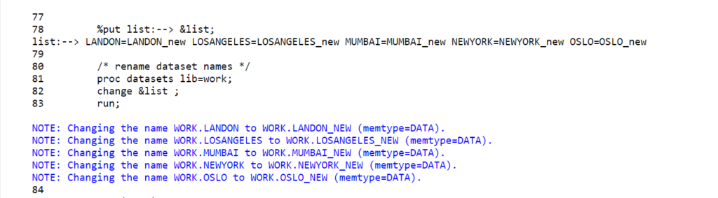 add suffix to all datasets in SAS