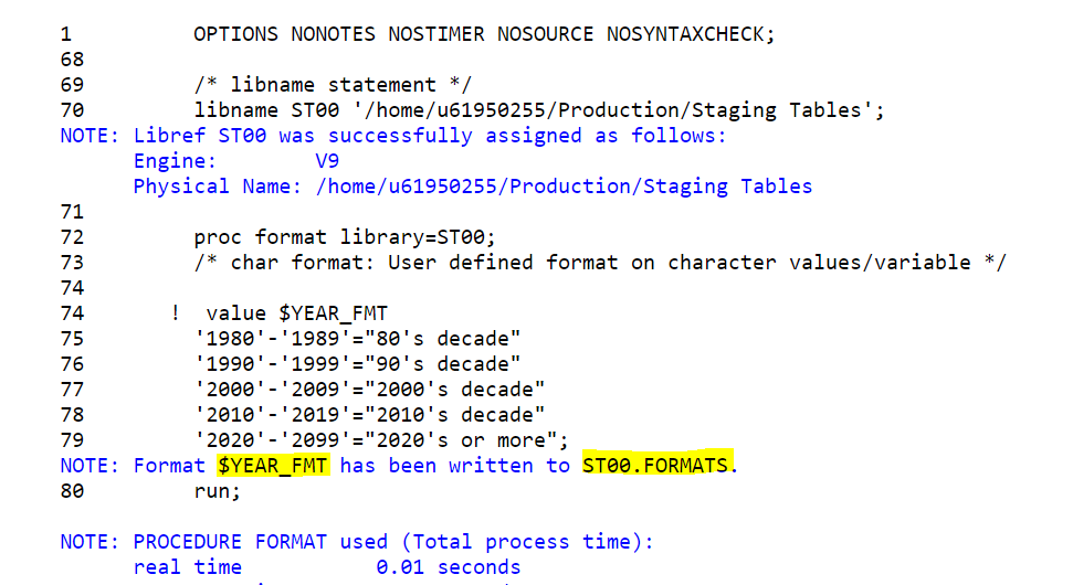 Create SAS format in SAS