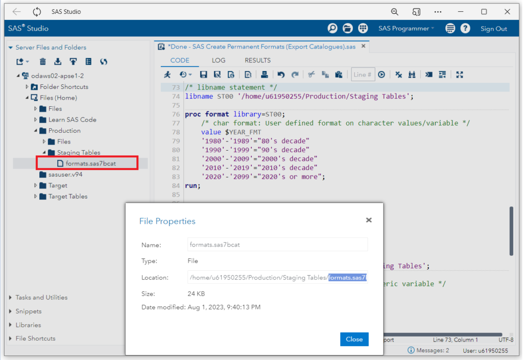 sas format catalog