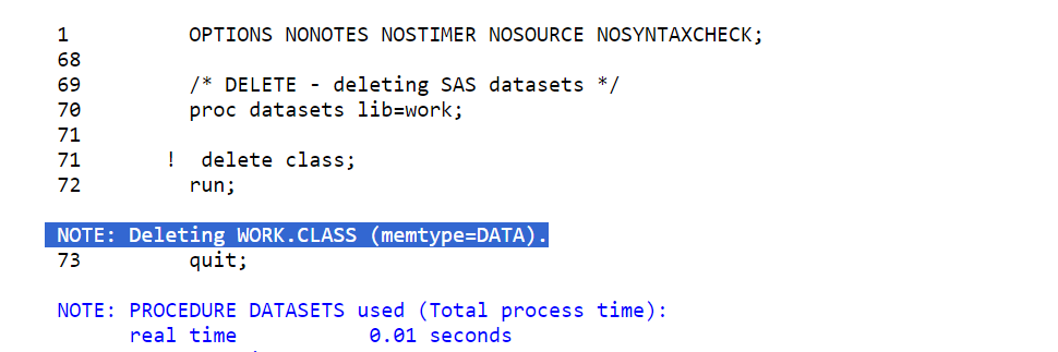 Deleting datasets with proc datasets procedure