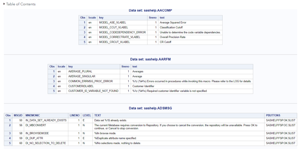 Print Observations from datasets using Call Execute