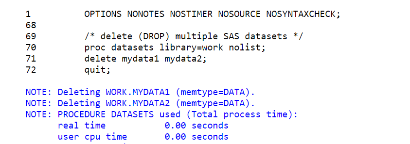 drop sas tables with proc datasets