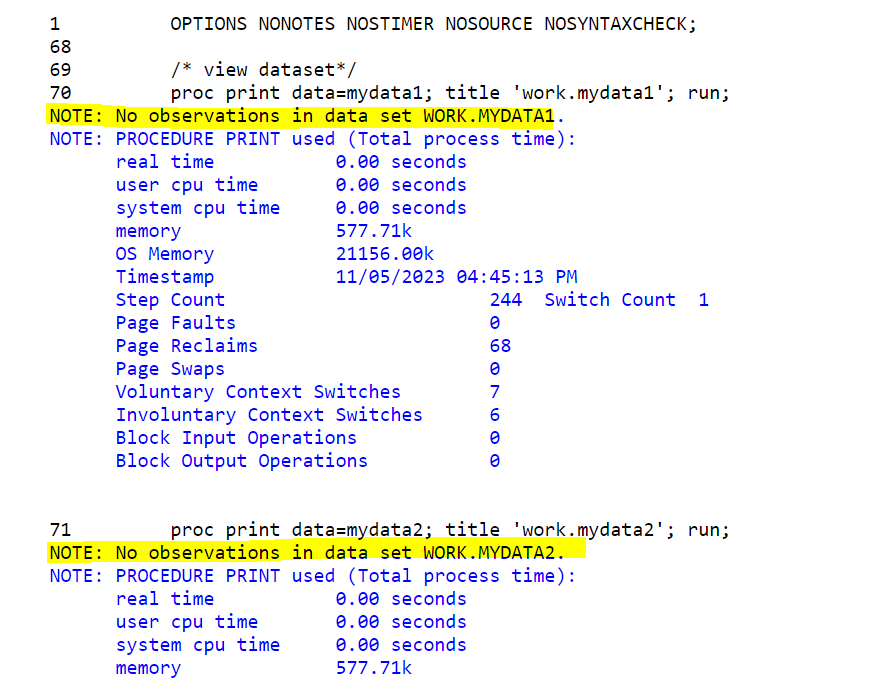 proc contents on deleted datasets