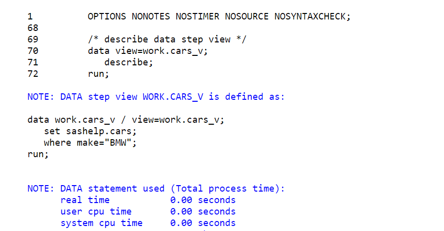 How To Describe SAS Data step View