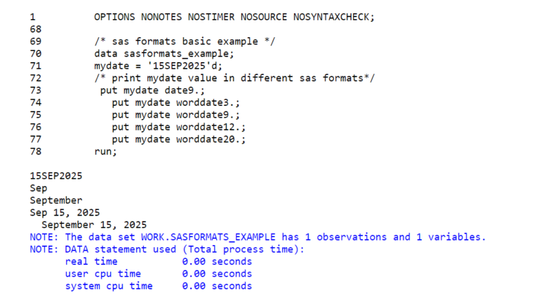 text formats sas