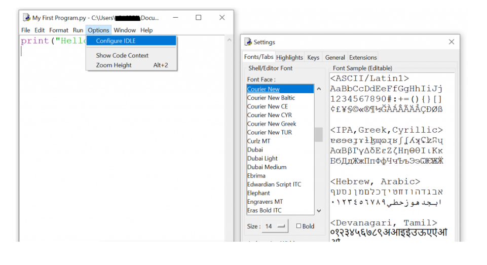 Configure Python IDLE