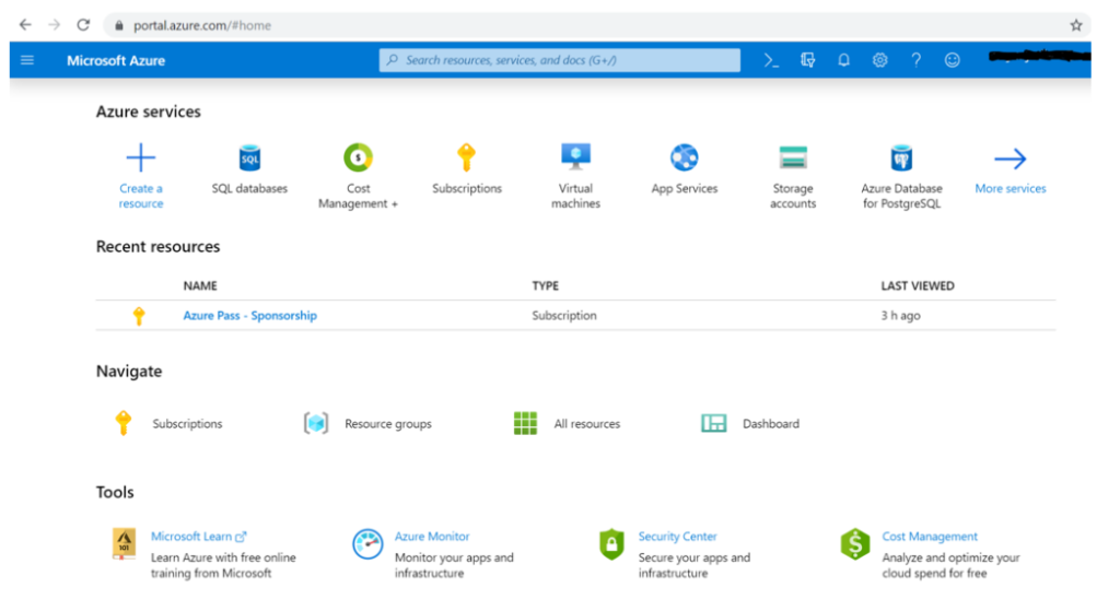 Microsoft Azure portal