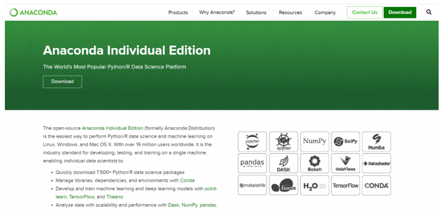 Python Anaconda Distribution page