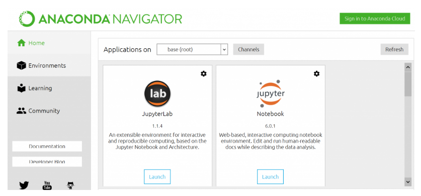 Python Anaconda Navigator web