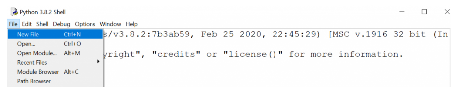 Python IDLE New File