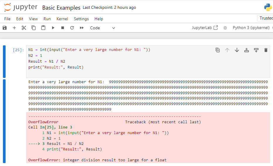 Python OverflowError Integer division result too large for a float