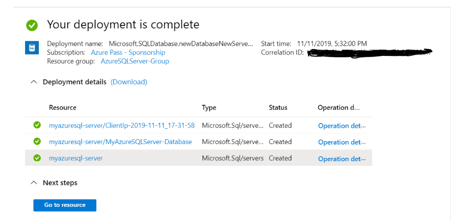 Verify newly deployed Microsoft Azure SQL database