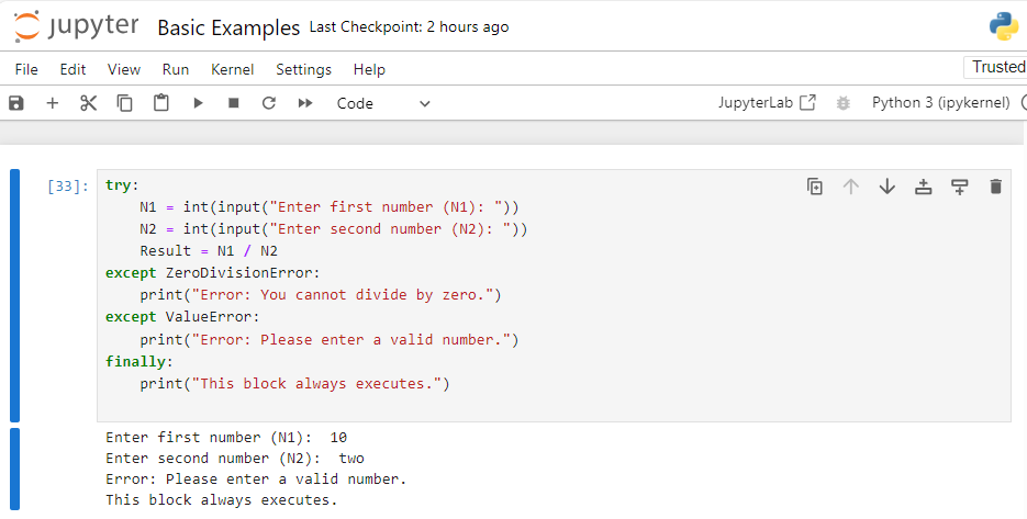 python finally block in exception handling